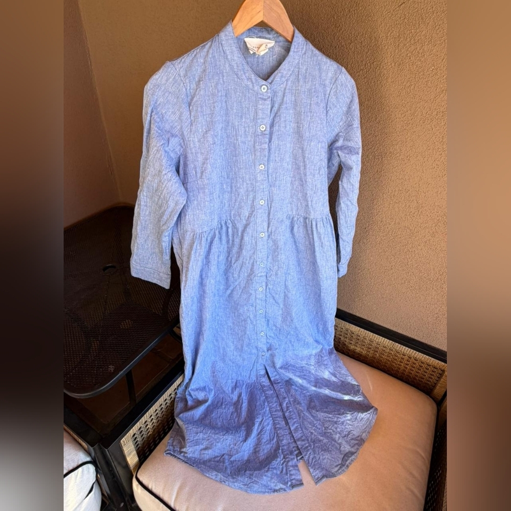 Tuckernuck Pomander Place Chambray Blue Button-Front Midi Dress 100% Cotton - Picture 2 of 4